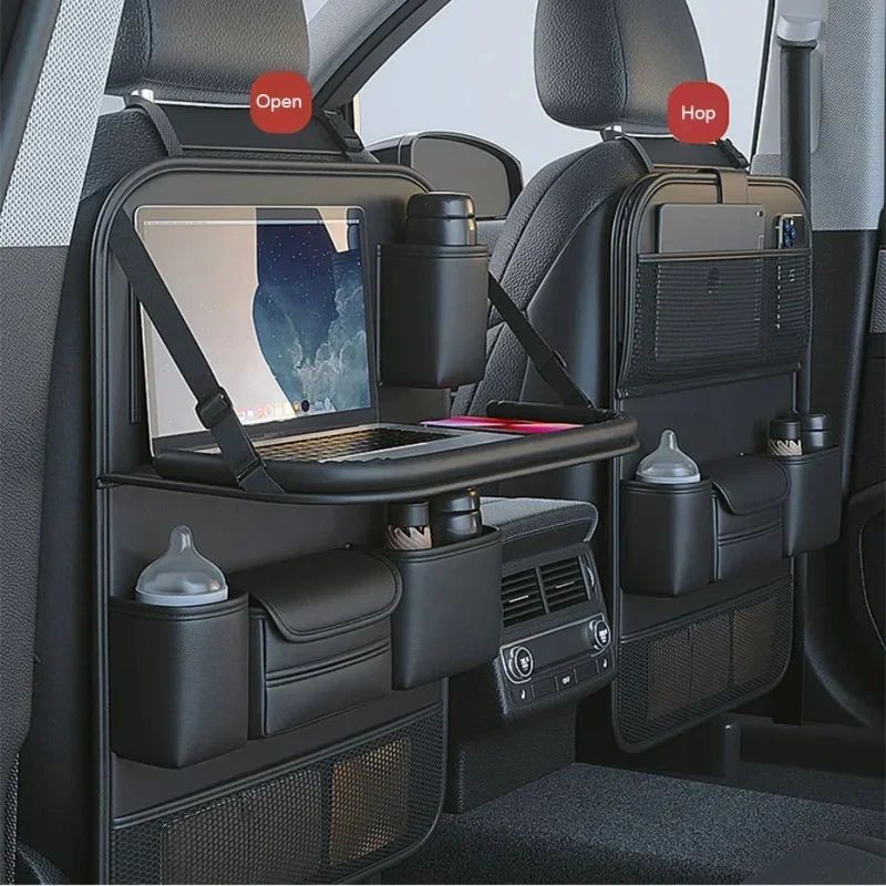 All-in-One Car Organizer: Foldable Table, Tablet Pocket & More