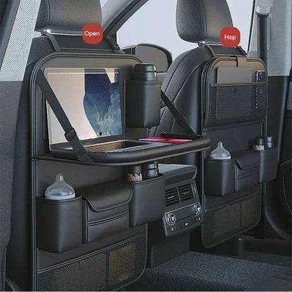 All-in-One Car Organizer: Foldable Table, Tablet Pocket & More
