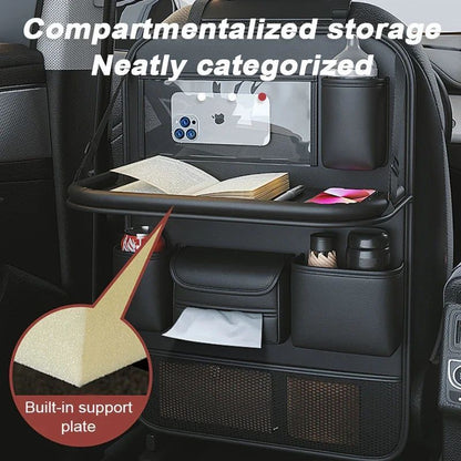 All-in-One Car Organizer: Foldable Table, Tablet Pocket & More