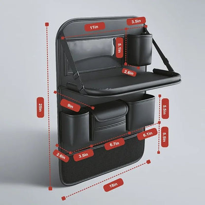 All-in-One Car Organizer: Foldable Table, Tablet Pocket & More